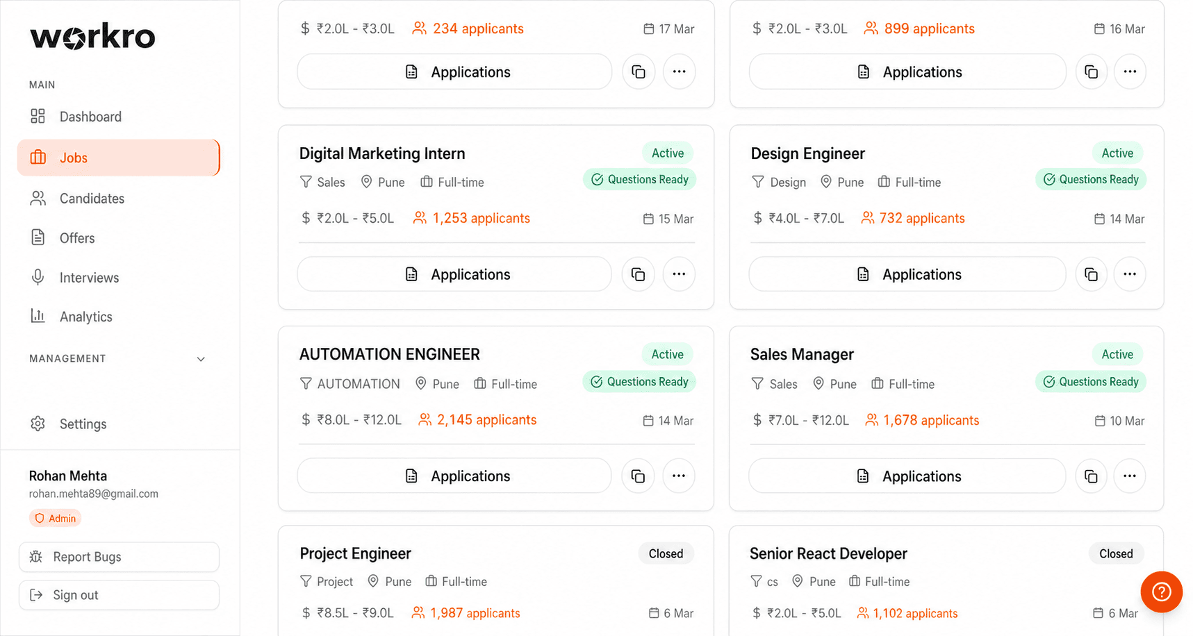 workro AI recruitment platform