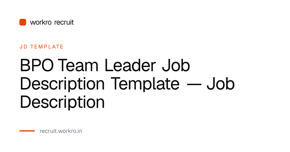 BPO Team Leader JD Template India 2026 | workro